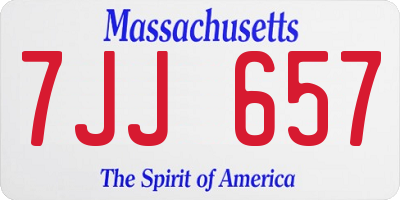 MA license plate 7JJ657