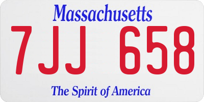 MA license plate 7JJ658
