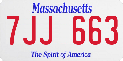 MA license plate 7JJ663