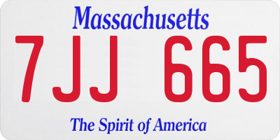 MA license plate 7JJ665