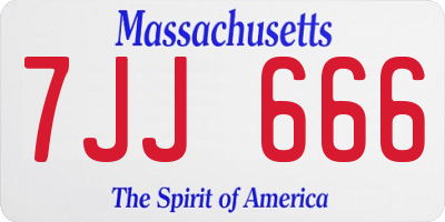MA license plate 7JJ666