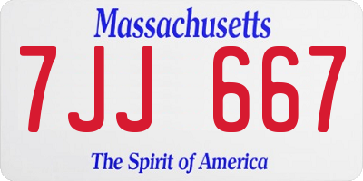 MA license plate 7JJ667