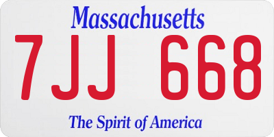 MA license plate 7JJ668