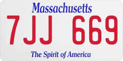 MA license plate 7JJ669