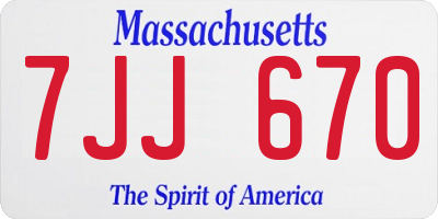 MA license plate 7JJ670