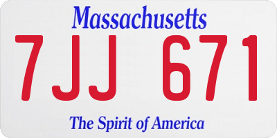 MA license plate 7JJ671