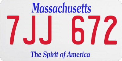 MA license plate 7JJ672