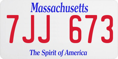 MA license plate 7JJ673