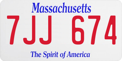 MA license plate 7JJ674