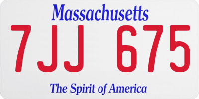 MA license plate 7JJ675