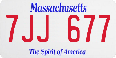 MA license plate 7JJ677
