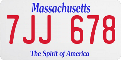 MA license plate 7JJ678