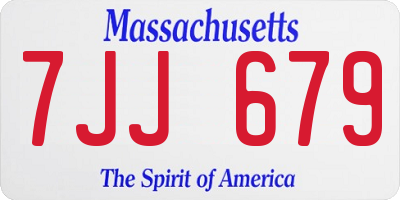 MA license plate 7JJ679