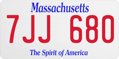MA license plate 7JJ680