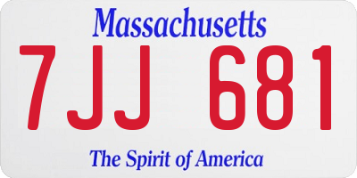 MA license plate 7JJ681