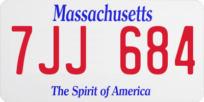 MA license plate 7JJ684