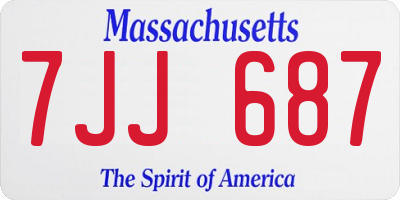 MA license plate 7JJ687