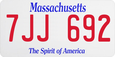 MA license plate 7JJ692