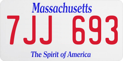 MA license plate 7JJ693