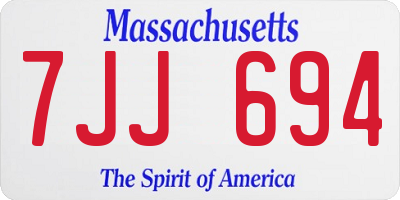 MA license plate 7JJ694