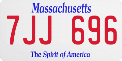 MA license plate 7JJ696