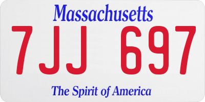 MA license plate 7JJ697