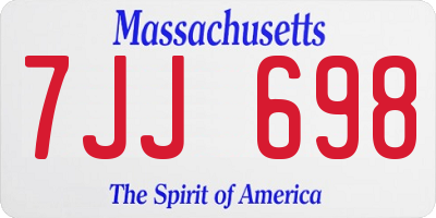 MA license plate 7JJ698