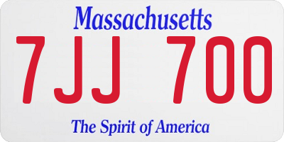 MA license plate 7JJ700