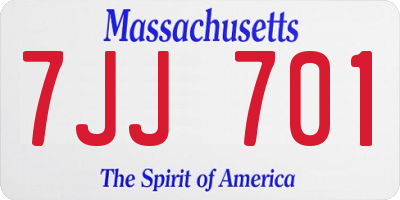 MA license plate 7JJ701