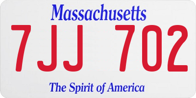 MA license plate 7JJ702