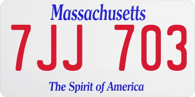 MA license plate 7JJ703