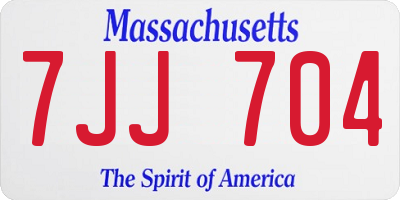 MA license plate 7JJ704