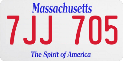 MA license plate 7JJ705