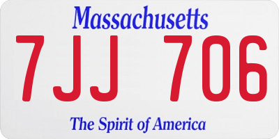 MA license plate 7JJ706