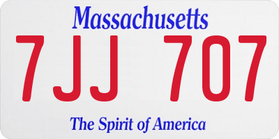 MA license plate 7JJ707