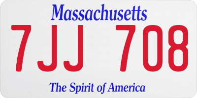 MA license plate 7JJ708