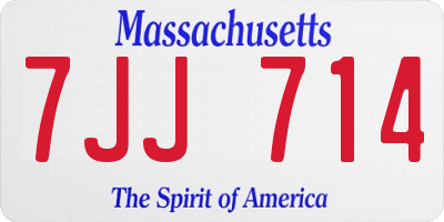 MA license plate 7JJ714