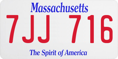 MA license plate 7JJ716