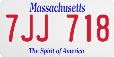 MA license plate 7JJ718