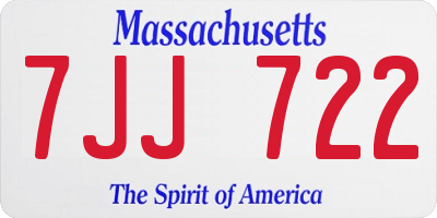 MA license plate 7JJ722