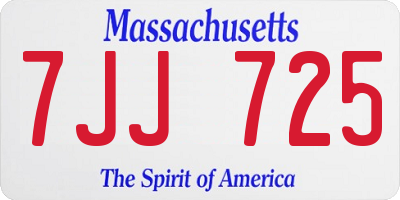 MA license plate 7JJ725