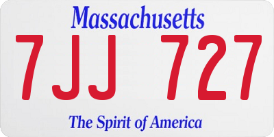 MA license plate 7JJ727