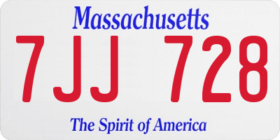MA license plate 7JJ728