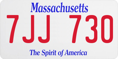 MA license plate 7JJ730