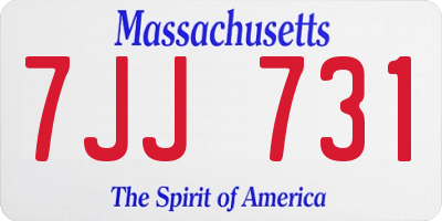 MA license plate 7JJ731