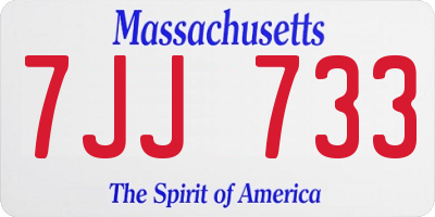 MA license plate 7JJ733