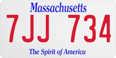 MA license plate 7JJ734