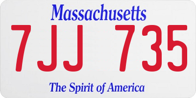 MA license plate 7JJ735