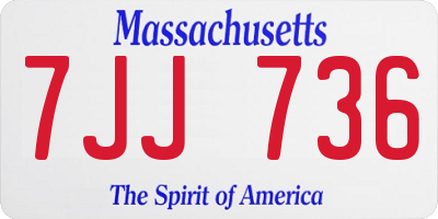 MA license plate 7JJ736