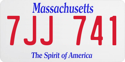 MA license plate 7JJ741